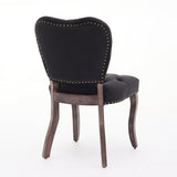 French Vintage Tufted Upholstered Fabric Dining Chair,Set of 2,Black,SW1869BK W1143P214542