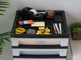 9-Drawer Narrow Plastic Storage Drawer Cart with Organizer Top, Black 18949580