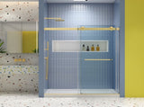 Bypass shower door, sliding door, with 5/16" tempered glass and Brushed Gold finish 6074 W2122P225221