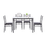 ZUN [110 x 70 x 76cm] Iron Glass Dining Table and Chairs Black One Table and Four Chairs PU Cushion 36919194