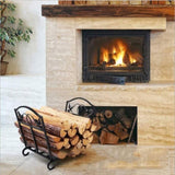 Folding Log Storage Rack, Log Holder Firewood Racks,Black 47640468