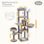 ZUN 59" Cat Tree,Cat Tower for Large Cats,Multi-Level Cat Tower 3 Removable Pompom Sticks,Cat Condo 93372733