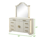 ZUN 8-Drawer Dresser with side LED lightning made with Wood in Beige 659436058361