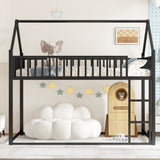 Twin size House Floor Bed with Detachable Slats, Versatile Metal House bed with Guardrails, W1580P324213