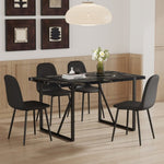 ZUN Table and chair set.Modern Black Marble Pattern MDF Dining Set - 55"x31.4" with 4 Cat Claw PU 97730838