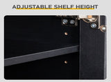 2-door shoe cabinet with high legs, internal 4-tier shelving, USB LED light strip, and 24-key 93886673