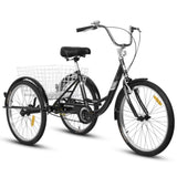 ZUN A24631 Adult Tricycles, 1 Speed Adults 24 inch 3 Wheel Bikes, Three-Wheeled Bicycles Cruise W2563P183776