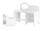 Kids Vanity Table with Mirror and Chair, Wooden Children's Dressing Makeup Desk with Storage 08531449