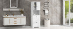 ZUN Tall Bathroom Cabinet with Four Doors, Large Storage Space Open Shelve, Upper Storage Cabinet, White N725P188459K