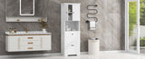 ZUN Tall Bathroom Cabinet with Four Doors, Large Storage Space Open Shelve, Upper Storage Cabinet, White N725P188459K