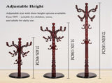 Freestanding Wooden Coat Rack, Vintage Natural Birch Wood Coat Tree with Hooks, Sturdy Hall Tree for 80740315