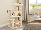 44" Multi-Level Cat Tree with Spacious Top Perch, 2-Door Condo & Hammock for Indoor Cats -Beige 07725534