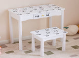Black and white panda MDF painted finish, solid wood legs, 1-drawer children's dressing table set, 19880855
