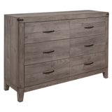 ZUN Industrial Design Brownish Gray Finish Dresser of 6 Drawers Premium Melamine Modern Bedroom B011P156154