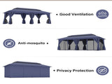 Patio Gazebo 10'x20', Outdoor Heavy Duty Party Tent Shelter With Double Roofs, Mosquito Nettings And 58690224