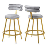 ZUN 27.65'' Modern Counter Stools Set of 2,Dark gray velvet Counter Stools with iron Frame,Soft back and N780P194940G