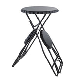 57.5x23.6x39.8" Black Stowable Side Table and Two Seats W2078P282277