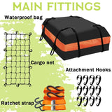64"x39"x6" Roof Rack,Heavy Duty Rooftop Cargo Carrier,Roof Basket Waterproof Bag,Elastic Net 54501596