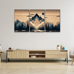 ZUN 3 Panels Framed Abstract Wood Grain Boho Style Mountain & Forest Canvas Wall Art Decor,3 Pieces W2060P155381