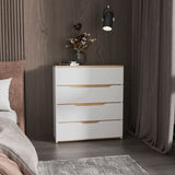 Lynbrook 4-Drawer Dresser White and Light Oak B06280070