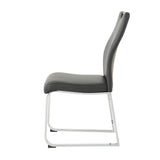 ZUN Modern Charcoal PU dining chair, cloth upholstered chair, electroplated metal chair legs, suitable W210P224289