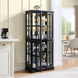 Curio Display Cabinet, Antique Display Cabinet with Glass Doors Adjustable Shelves for Collectibles W2275P300144