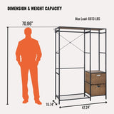 Acacia Wood Garment Racks with Shelves 2 Wicker Drawers and 4 Hooks Heavy Duty Closet Organizer for W2391P289978