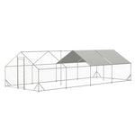 ZUN Large Metal Chicken Coop, Walk-in Chicken Run,Galvanized Wire Poultry Chicken Hen Pen Cage, Rabbits W2505P151776