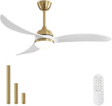 ZUN 52 Inch Indoor Ceiling Fan With Dimmable Led Light 3 Solid Wood Blades Remote Control Reversible DC 69002490