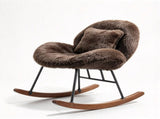 25.59"W x 33.66"D x 29.53"H Indoor Plush Rocking Chair, Soft Fluffy Lounge Rocker with Black Metal 00955809