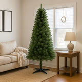 6FT Hinged Unlit Artificial Christmas Tree with 582 Tips, Full PVC Branches, Green Holiday Tree with 06947342