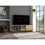 ZUN Native TV Stand for TV´s up 70", Four Open Shelves, Five Legs B128P148761