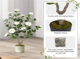 2 Pack White Artificial Camellia Tree with Blooming Flower 75346222