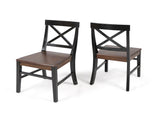 Roshan Farmhouse Acacia Wood Dining Chairs, Black / Walnut 62888.00BWALN