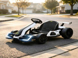 White 24V Electric Drift Go Kart, 7.5 MPH Max Speed, Adjustable Seat Growing Kids, Slow Start 58066727