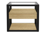 1 piece Modern End Table with Drawer - Nightstand for Bedroom & Living Room, Natural Wood MDF & W241P246913