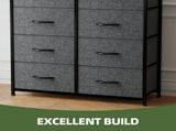 8 Drawers Dresser Chest of Drawers for Fabric Storage Dressers for Living Room Black Gray 05132332