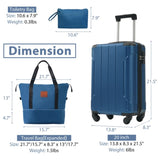 Hardshell Luggage Sets 3 Piece Carry-on Suitcases with Wheels, TSA Lock for Men Women-Blue 02916319