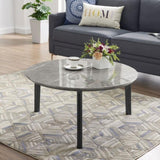 ZUN Living Room Coffee Table: Modern and stylish 36 inch round small coffee table, imitation marble W1781P178604