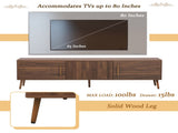 Mid Century TV Stand 2 Drawers, Media Console Table for TVs up to 80'', Entertainment Center N710P222772P