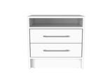 Eter Nightstand , End Table, Side Table Superior Top, Two Drawers -White B07091864