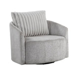 Modern Sleek Design Swivel Chair Cushion Seat Soft Gray Chenille Upholstered Plush Back Pillow B011P256605