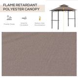 Outdoor BBQ Canopy Gazebo with 2 Side Shelves,8' x 5' Coffee Color 51933183