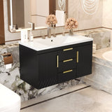 36'' Wall Mounted Bathroom Vanity with Resin Sink, Floating Bathroom Storage Cabinet with 2 Drawers, N710P253035B