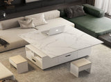 Modern Lift-Up Coffee Table with 2 Stools Set for Living Room Expandable Hidden Storage Drawers 54425820