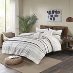 ZUN Cotton Printed Duvet Cover Set with Trims B03596488