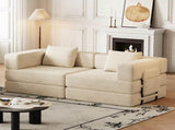 72.4 inch convertible sofa bed, corduroy fabric sofa with two side storage pockets and two cushions, W3505P355570