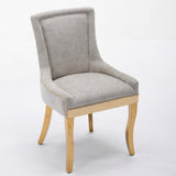 Chenille Dining Chairs, Modern Style with Curved Gold - Plated Legs & Rivet Trim, Upholstered W1143P332684