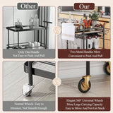 ZUN 2 Tier Bar Cart Wheels, Serving Cart Wheels And 2 Handle, Outdoor Bar Cart For The Home 77151370