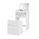 Small Vanity Desk with Mirror - White Makeup Vanitys Set Make up Table with Chair, Drawers, Mini 04096982